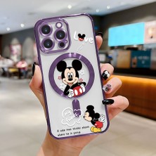 HONTINGA iPhone 14 Pro Max ile Uyumlu Şeffaf Magsafe Wireless Kılıfı Düşüme Önleyici Basitlik Anti Düşme Kamera Korumali Mickey Desen Yumuşak Silikon Telefon Kılıfı Kadın ve Erkek Için Uygundur K7-2110