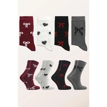 Kardeşler Çorap Kadın Pamuklu Desenli Soket Çorap Çok Renkli 4'lü Paket