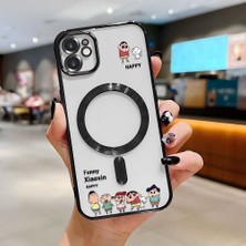 HONTINGA iPhone 11 ile Uyumlu Şeffaf Magsafe Wireless Kılıfı Düşüme Önleyici Basitlik Anti Düşme Kamera Korumali Shin Chan Desen Yumuşak Silikon Telefon Kılıfı Kadın ve Erkek Için Uygundur K7-2111