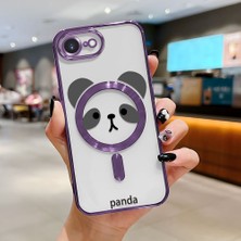 HONTINGA iPhone 16E ile Uyumlu Şeffaf Magsafe Wireless Kılıfı Düşüme Önleyici Basitlik Anti Düşme Kamera Korumali Panda Desen Yumuşak Silikon Telefon Kılıfı Kadın ve Erkek Için Uygundur K7-2108