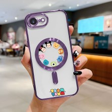 HONTINGA iPhone 16E ile Uyumlu Şeffaf Magsafe Wireless Kılıfı Düşüme Önleyici Basitlik Anti Düşme Kamera Korumali Karikatür Desen Yumuşak Silikon Telefon Kılıfı Kadın ve Erkek Için Uygundur K7-2109