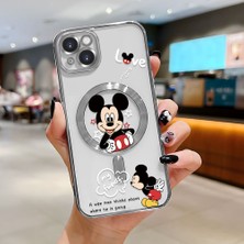 HONTINGA iPhone 14 Plus ile Uyumlu Şeffaf Magsafe Wireless Kılıfı Düşüme Önleyici Basitlik Anti Düşme Kamera Korumali Mickey Desen Yumuşak Silikon Telefon Kılıfı Kadın ve Erkek Için Uygundur K7-2110