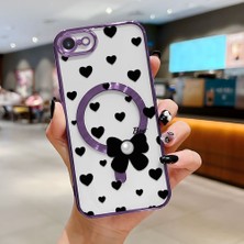 Ucuc iPhone 7/8/se 2020 2022 Uyumlu Şeffaf Arka Yüzeyli Manyetik Darbeye Dayanıklı Silikon Kılıf
