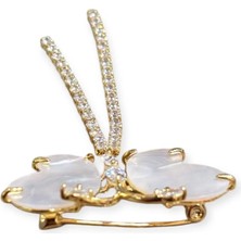 Nish&Chic Taşlı Sedefli Kelebek Broş