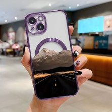 Ucuc iPhone 14 Uyumlu Şeffaf Arka Yüzeyli Manyetik Darbeye Dayanıklı Silikon Kılıf