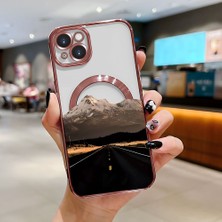 Ucuc iPhone 14 Plus Uyumlu Şeffaf Arka Yüzeyli Manyetik Darbeye Dayanıklı Silikon Kılıf