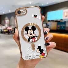 HONTINGA iPhone Se 2022 ile Uyumlu Şeffaf Magsafe Wireless Kılıfı Düşüme Önleyici Basitlik Anti Düşme Kamera Korumali Mickey Desen Yumuşak Silikon Telefon Kılıfı Kadın ve Erkek Için Uygundur K7-2110