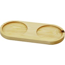 Ethab Ticaret 2 Bölmeli - Oval   Açık Renk=sade  Ahşap Yağdanlık Altlık  27X12.5CM (4457)