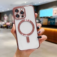 Ucuc iPhone 14 Pro Max Uyumlu Şeffaf Arka Yüzeyli Manyetik Darbeye Dayanıklı Silikon Kılıf