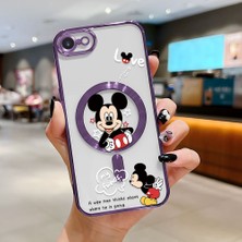 HONTINGA iPhone 8 ile Uyumlu Şeffaf Magsafe Wireless Kılıfı Düşüme Önleyici Basitlik Anti Düşme Kamera Korumali Mickey Desen Yumuşak Silikon Telefon Kılıfı Kadın ve Erkek Için Uygundur K7-2110