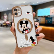 HONTINGA iPhone 11 ile Uyumlu Şeffaf Magsafe Wireless Kılıfı Düşüme Önleyici Basitlik Anti Düşme Kamera Korumali Mickey Desen Yumuşak Silikon Telefon Kılıfı Kadın ve Erkek Için Uygundur K7-2110