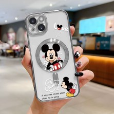 HONTINGA iPhone 14 ile Uyumlu Şeffaf Magsafe Wireless Kılıfı Düşüme Önleyici Basitlik Anti Düşme Kamera Korumali Mickey Desen Yumuşak Silikon Telefon Kılıfı Kadın ve Erkek Için Uygundur K7-2110