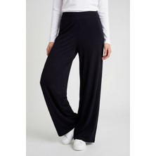 Siyah Comfort Fit Geniş Paça Korsajlı Palazzo Kadın Pantolon - 94681