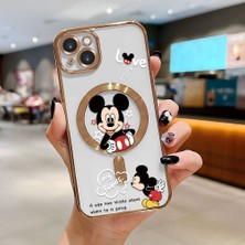 HONTINGA iPhone 15 Plus ile Uyumlu Şeffaf Magsafe Wireless Kılıfı Düşüme Önleyici Basitlik Anti Düşme Kamera Korumali Mickey Desen Yumuşak Silikon Telefon Kılıfı Kadın ve Erkek Için Uygundur K7-2110