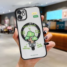 HONTINGA iPhone 11 ile Uyumlu Şeffaf Magsafe Wireless Kılıfı Düşüme Önleyici Basitlik Anti Düşme Kamera Korumali Saksı Bitkisi Desen Yumuşak Silikon Telefon Kılıfı Kadın ve Erkek Için Uygundur K7-2098