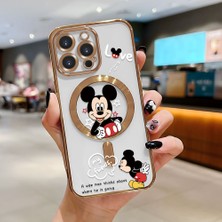 HONTINGA iPhone 15 Pro Max ile Uyumlu Şeffaf Magsafe Wireless Kılıfı Düşüme Önleyici Basitlik Anti Düşme Kamera Korumali Mickey Desen Yumuşak Silikon Telefon Kılıfı Kadın ve Erkek Için Uygundur K7-2110