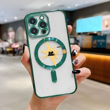 Ucuc iPhone 15 Pro Max Uyumlu Şeffaf Arka Yüzeyli Manyetik Darbeye Dayanıklı Silikon Kılıf