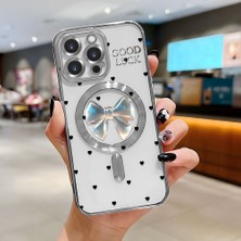 Ucuc iPhone 15 Pro Max Uyumlu Şeffaf Arka Yüzeyli Manyetik Darbeye Dayanıklı Silikon Kılıf