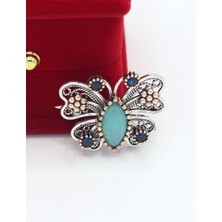 Midyat Nurtaş Gümüş Topaz Taşlı Kelebek Model Telkari Gümüş Kadın Broş 201025415