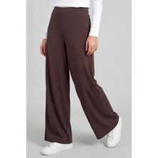 Kahverengi Comfort Fit Geniş Paça Korsajlı Palazzo Kadın Pantolon - 94681