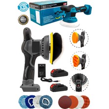 Moonshop Çift Akülü Orbital 88WF Lityum 2x Batarya 6 Devir Ayarlı Detay Pasta Cila Zımpara Polisaj Makinesi.