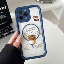 HONTINGA iPhone 16 Pro Uyumlu Şeffaf Magsafe Wireless Köşe Düşüme Önleyici Basitlik Anti Düşme Kamera Korumali Kahve Deseni Silikon Telefon Kılıfı K7-0088