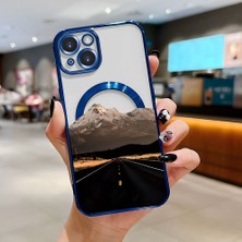 Ucuc iPhone 14 Uyumlu Şeffaf Arka Yüzeyli Manyetik Darbeye Dayanıklı Silikon Kılıf