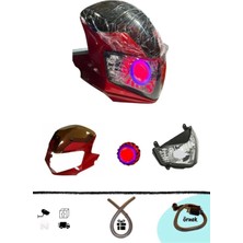 GMS Mh Drift 125 Angel Far Montajlı Komple Far - Kırmızı (+Buji Kablo Kılıfı)