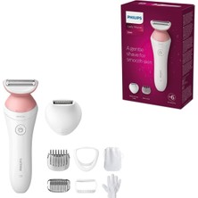 Philips Phılıps Lady Shaver Series 6000, Kablosuz Tıraş Makinesi, 6 Aksesuarlı Vücut Peeling Eldiveni, Bikini Bölgesi Için Düzeltici (Model BRL146/00), Beyaz/pembe