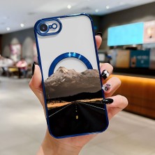 Ucuc iPhone 7/8/se 2020 2022 Uyumlu Şeffaf Arka Yüzeyli Manyetik Darbeye Dayanıklı Silikon Kılıf