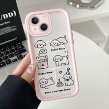 HONTINGA iPhone 14 Plus Uyumlu Şeffaf Magsafe Wireless Köşe Düşüme Önleyici Basitlik Anti Düşme Kamera Korumali Köpek Deseni Silikon Telefon Kılıfı K7-0092