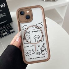 HONTINGA iPhone 15 Uyumlu Şeffaf Magsafe Wireless Köşe Düşüme Önleyici Basitlik Anti Düşme Kamera Korumali Köpek Deseni Silikon Telefon Kılıfı K7-0092