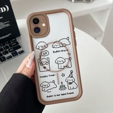 HONTINGA iPhone 12 Uyumlu Şeffaf Magsafe Wireless Köşe Düşüme Önleyici Basitlik Anti Düşme Kamera Korumali Köpek Deseni Silikon Telefon Kılıfı K7-0092