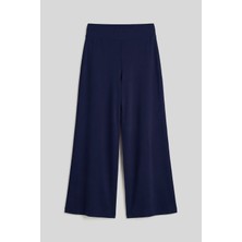 Koyu Mor Comfort Fit Geniş Paça Korsajlı Palazzo Kadın Pantolon - 94681