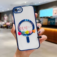 Ucuc iPhone 7/8/se 2020 2022 Uyumlu Şeffaf Arka Yüzeyli Manyetik Darbeye Dayanıklı Silikon Kılıf