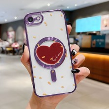 Ucuc iPhone 7/8/se 2020 2022 Uyumlu Şeffaf Arka Yüzeyli Manyetik Darbeye Dayanıklı Silikon Kılıf