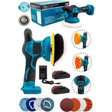 Moonshop Çift Akülü Orbital 58 V Lityum 2x Batarya 6 Devir Ayarlı Detay Pasta Cila Zımpara Polisaj Makinesi.