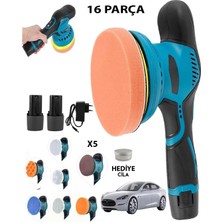 Moonshop Japan 58V 10AH Çift Akülü 8 Kademe Devir Ayarlı 16 Parça Pasta Cila Polisaj ve Zımpara Makinesi