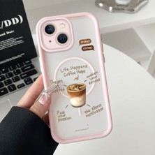 HONTINGA iPhone 15 Plus Uyumlu Şeffaf Magsafe Wireless Köşe Düşüme Önleyici Basitlik Anti Düşme Kamera Korumali Kahve Deseni Silikon Telefon Kılıfı K7-0088