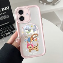 HONTINGA iPhone 16 Uyumlu Şeffaf Magsafe Wireless Köşe Düşüme Önleyici Basitlik Anti Düşme Kamera Korumali Sevimli Kedi Deseni Silikon Telefon Kılıfı K7-0086