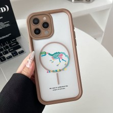 HONTINGA iPhone 14 Pro Uyumlu Şeffaf Magsafe Wireless Köşe Düşüme Önleyici Basitlik Anti Düşme Kamera Korumali Dinozor Deseni Silikon Telefon Kılıfı K7-0089