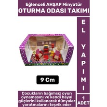 Feyza Design El Yapımı Ahşap Minyatür Oturma Odası Takımı - Eğitici Çocuk Oyuncağı