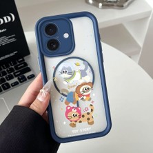 HONTINGA iPhone 16 Uyumlu Şeffaf Magsafe Wireless Köşe Düşüme Önleyici Basitlik Anti Düşme Kamera Korumali Sevimli Kedi Deseni Silikon Telefon Kılıfı K7-0086