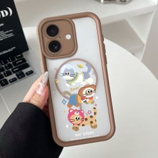 HONTINGA iPhone 16 Uyumlu Şeffaf Magsafe Wireless Köşe Düşüme Önleyici Basitlik Anti Düşme Kamera Korumali Sevimli Kedi Deseni Silikon Telefon Kılıfı K7-0086