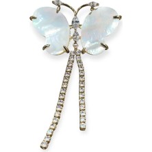 Nish&Chic Taşlı Sedefli Kelebek Broş