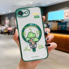 HONTINGA iPhone 16E ile Uyumlu Şeffaf Magsafe Wireless Kılıfı Düşüme Önleyici Basitlik Anti Düşme Kamera Korumali Saksı Bitkisi Desen Yumuşak Silikon Telefon Kılıfı Kadın ve Erkek Için Uygundur K7-2098