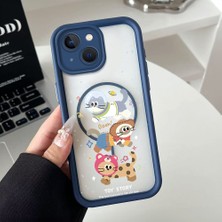 HONTINGA iPhone 13 Uyumlu Şeffaf Magsafe Wireless Köşe Düşüme Önleyici Basitlik Anti Düşme Kamera Korumali Sevimli Kedi Deseni Silikon Telefon Kılıfı K7-0086