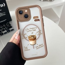 HONTINGA iPhone 15 Plus Uyumlu Şeffaf Magsafe Wireless Köşe Düşüme Önleyici Basitlik Anti Düşme Kamera Korumali Kahve Deseni Silikon Telefon Kılıfı K7-0088