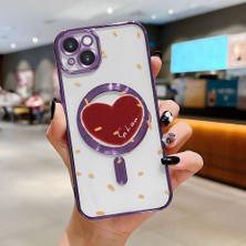 Ucuc iPhone 14 Plus Uyumlu Şeffaf Arka Yüzeyli Manyetik Darbeye Dayanıklı Silikon Kılıf