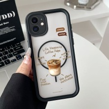 HONTINGA iPhone 11 Uyumlu Şeffaf Magsafe Wireless Köşe Düşüme Önleyici Basitlik Anti Düşme Kamera Korumali Kahve Deseni Silikon Telefon Kılıfı K7-0088